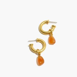 Madewell Carnelian Charm Small Hoop Earrings